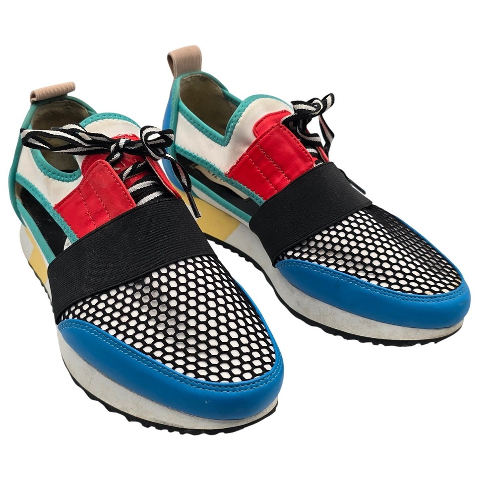 Steve Madden Arctic Colorblock Mesh Cut Out Sneakers Blue Red Yellow Womens 8